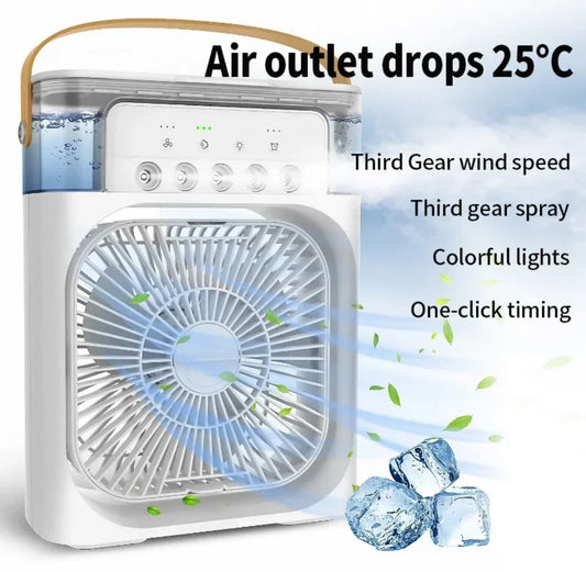 Portable Air Conditioner Fan Mini Evaporative Air Cooler with 7 Colors LED Light 1/2/3 H Timer 3 Wind Speeds and 3 Spray Modes