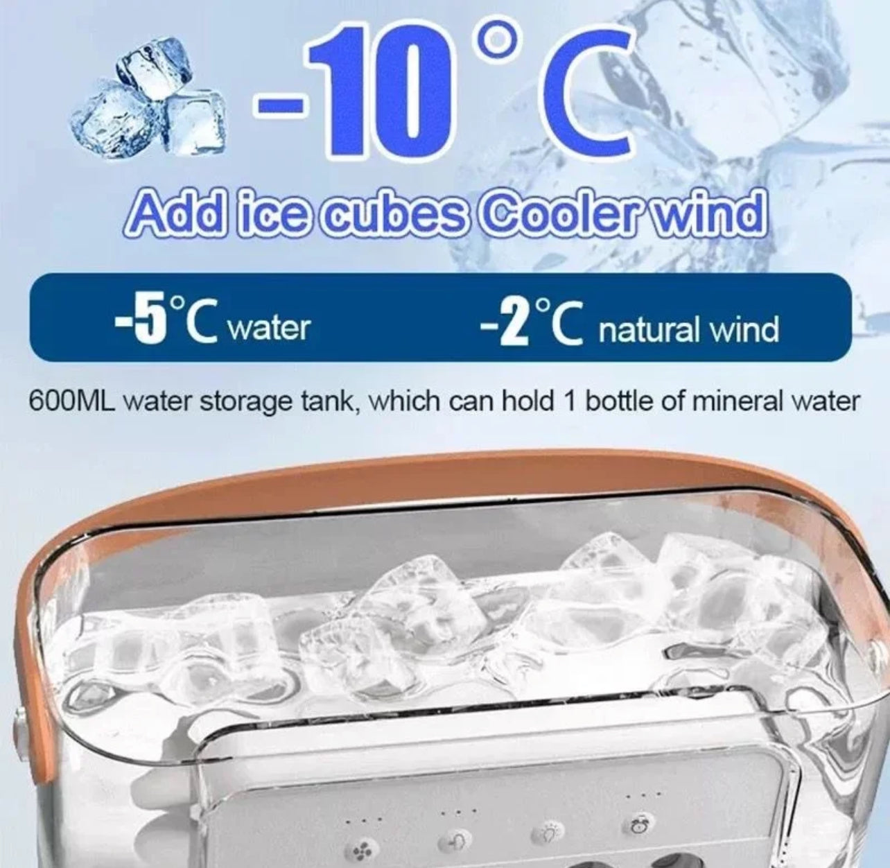 Portable Air Conditioner Fan Mini Evaporative Air Cooler with 7 Colors LED Light 1/2/3 H Timer 3 Wind Speeds and 3 Spray Modes