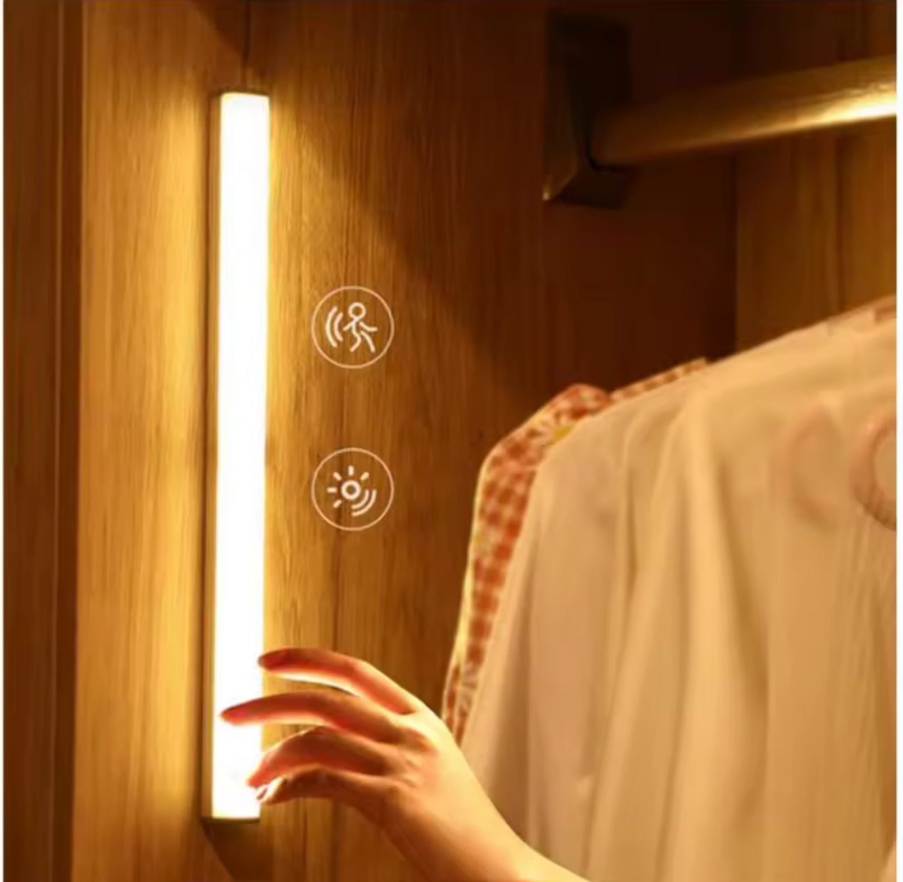 LED Intelligent Wireless Long Strip Body Sensor Lighting Bedroom Night Light USB Charging Electromagnetic Suction Cabinet Light