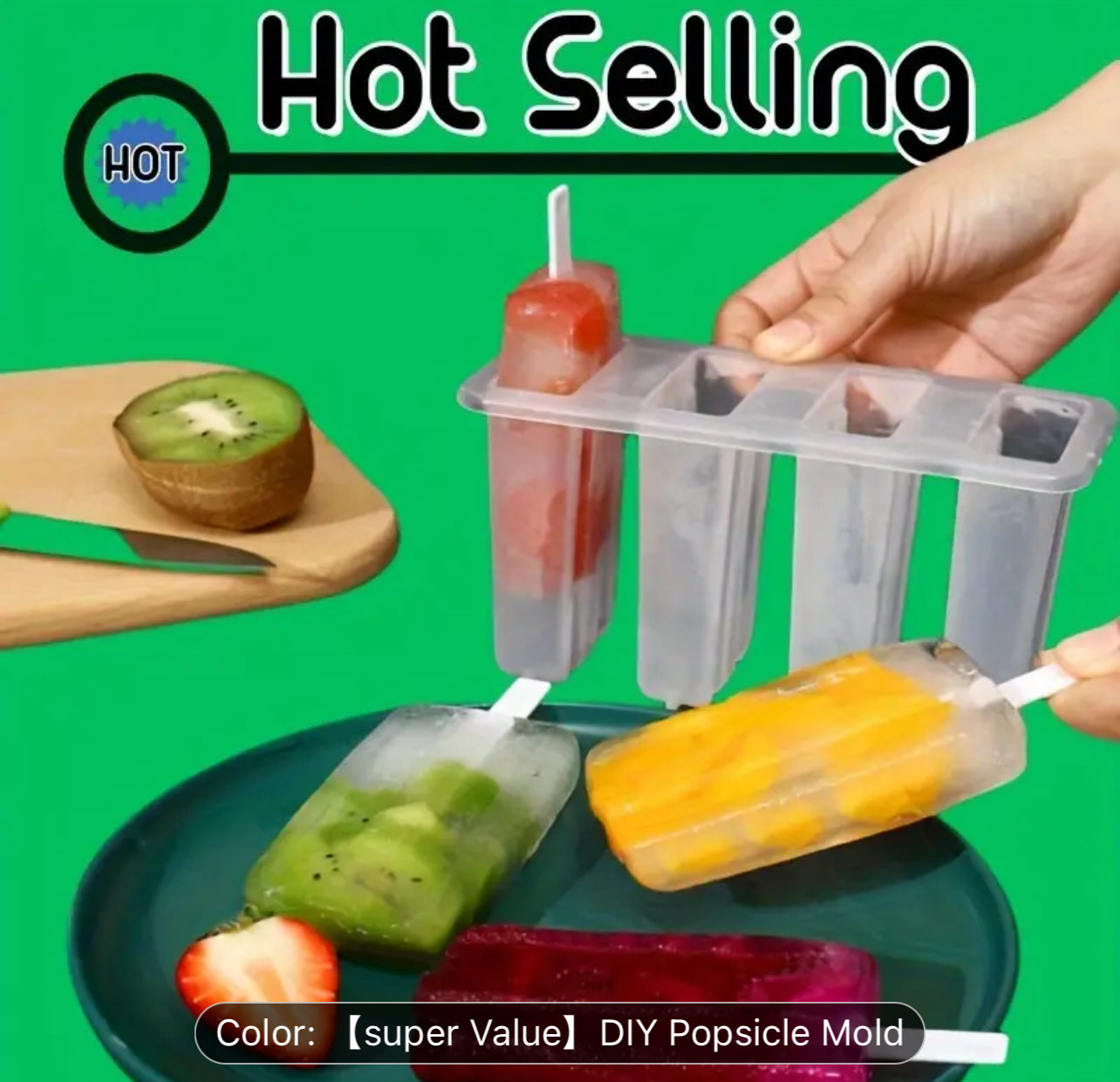 1pc, Popsicle Mold, Creative Popsicle Mold, Silicone Popsicle Mold, Ice Cream Mold, Frozen Ice Cube Box, Household Popsicle Mold, Safety Jelly Mold, Kitchen Stuff, Kitchen Accessaries