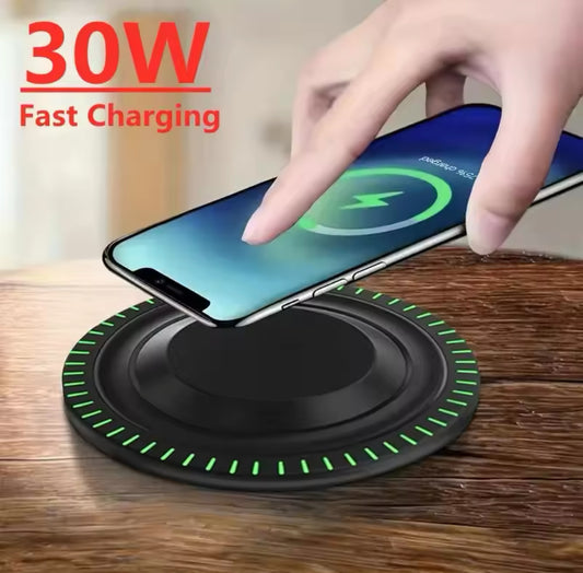 30W Wireless Charger Pad Stand for iPhone 15 14 13 X Samsung Xiaomi Earphone Phone Chargers Induction Fast Charging Dock Station