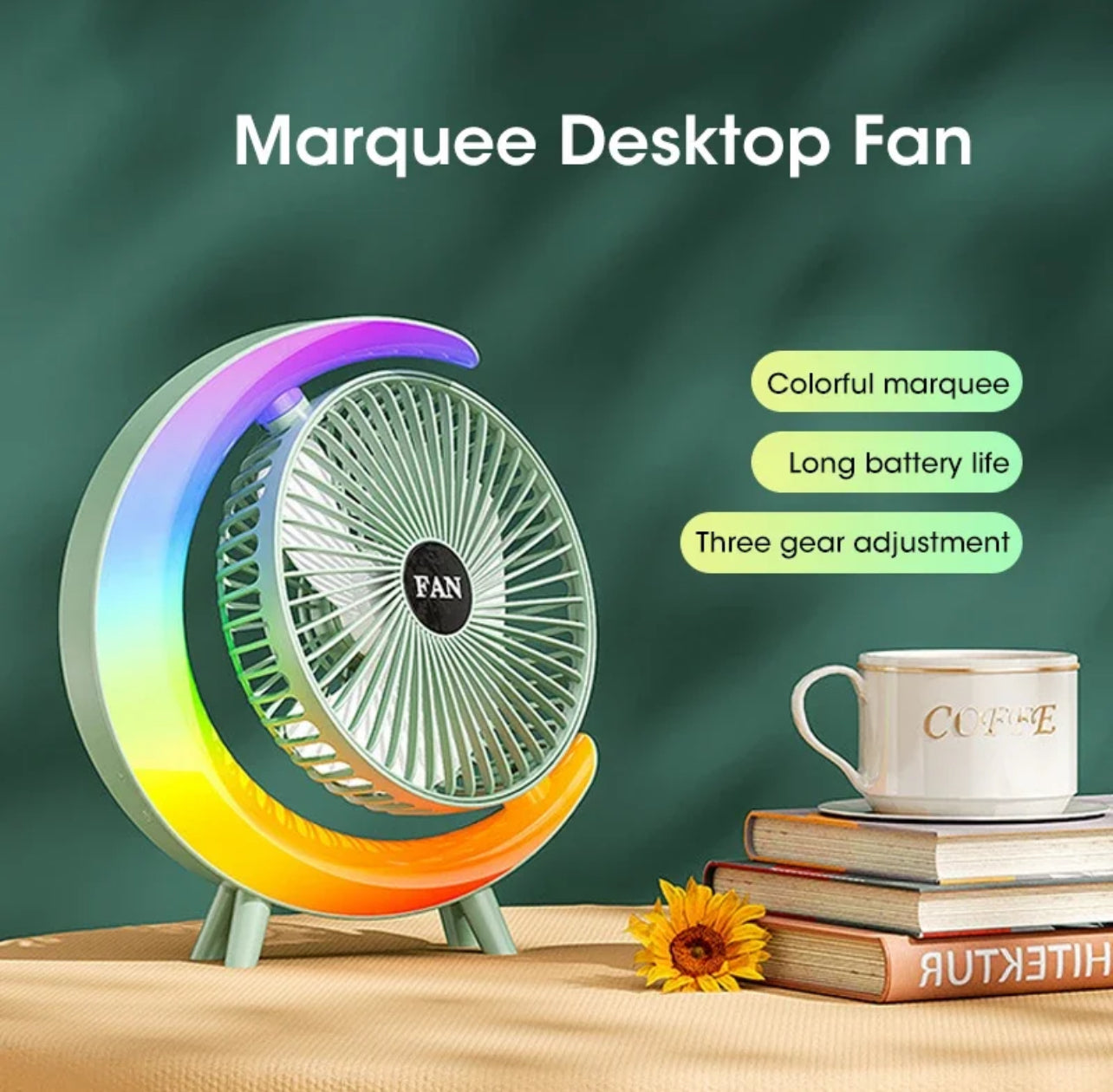 Portable Fan USB Rechargeable Fan LED 7 Colors Electric fan 180°Adjustable summer Camping fans 3 Speeds mini Fan for xiaomi Fan