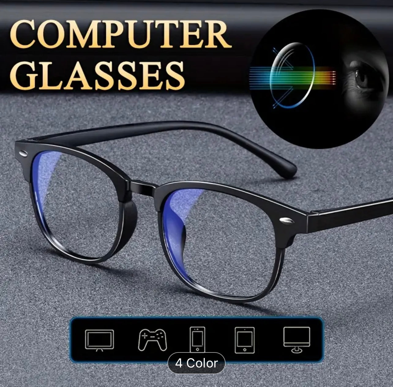 Round Frame PC Glasses For Men & Women - Protect Your Eyes At Work or While Gaming