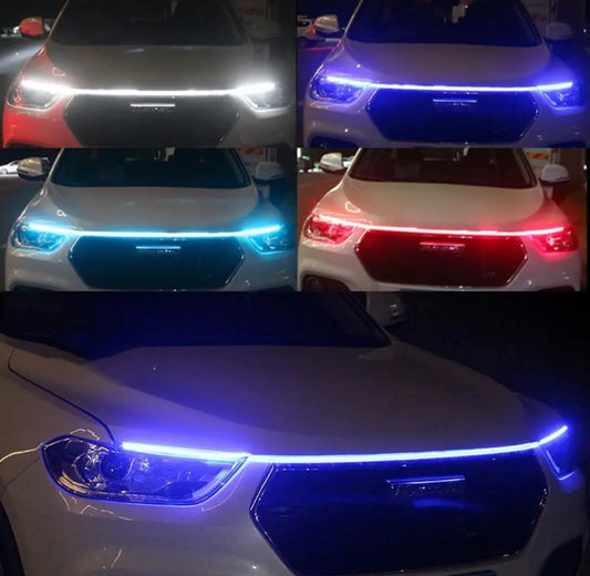 150cm LED Daytime Running Light Scan Starting Car Hood Decorative Lights DRL Auto Engine Hood Guide Decorative Ambient Lamp 12V
