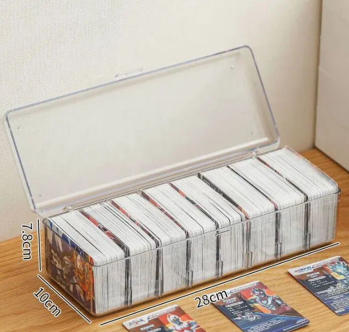 Card storage box transparent Ultraman card Large Capacity Portable Game King card partition storage box with lid Transparent [partition detachable] [can hold about 700 cards]