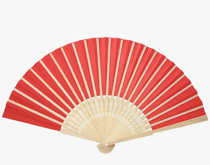 Chinese Folding Bamboo Ribs Fan DIY Blank Paper Fan Wedding Shower Party Decor #Red Color